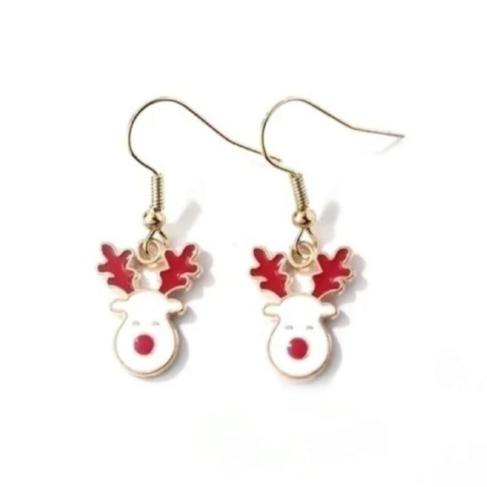 Stainless steel gold plated reindeer earrings